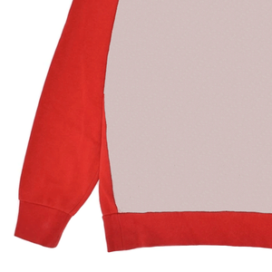 Unisex Cotton Blended Sweatshirt <b>Jumper</b> Red Colourblock Cotton Fleece Casual Streetwear Basics Top - Product Image 4