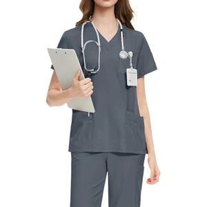 Conjunto de ropa de trabajo de enfermera suave de Color sólido para mujer, uniforme de cuidado de Spa, conjuntos de uniformes de enfermera para Hospital - Product Image 2