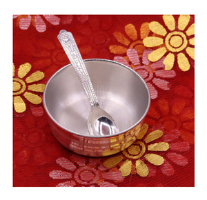 Cuenco de acero inoxidable para bebé, cuenco y cuchara artesanal, el último espejo pulido, artesanías a mano, venta superior - Product Image 2