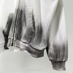 Élégant Surdimensionné Recadrée Lourd Épais Zip up Hoodies Hommes Logo Personnalisé Épaule tombante Double Curseur Pas Cher En Vrac Thermique 100% Coton - Product Image 5