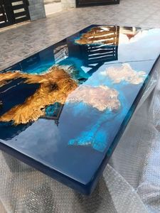 SPILLS HIGHLY LUXURY Home Furniture Solid Walnut Wood Restaurant Dining Coffee River Kitchen <b>Epoxy</b> <b>Resin</b> Slab <b>Table</b> - Product Image 3