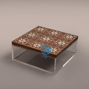 Hộp trang trí Acrylic sang trọng với mẹ của Ngọc Trai Inlay nắp vuông hộp lưu trữ trong suốt - Product Image 3