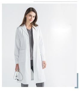 Batas de laboratorio blancas de algodón polivinílico Unisex de alta calidad, uniformes de enfermera Doctor de embalaje personalizado, bata de laboratorio de lona de uso hospitalario de moda - Product Image 3