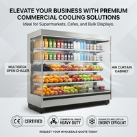 Vitrine réfrigérée commerciale à façade ouverte, présentoir réfrigéré ouvert pour supermarché, refroidisseur ouvert pour aliments et boissons