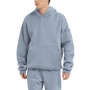 2025 Customized High Quality Cotton French Terry Oversize Hoodie <b>Thick</b> <b>Fleece</b> Drop Shoulder Plain Blank Custom Men's Hoodies - Product Image 5