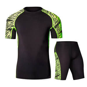 Short de compression 2 pièces pour hommes, nouveau design, couleur unie, antibactérien, vêtements de sport sans couture - Product Image 3