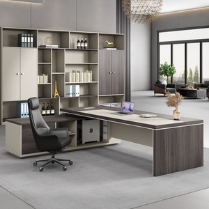Premium Solid Mahogany Executive <b>Desk</b> <b>Large</b> Contemporary Workspace Table with Easy Assembly System - Product Image 4