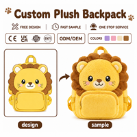 Sac à dos en peluche en coton motif animal de dessin animé, mignon et super doux, rembourré de coton PP, certifié CE, idéal comme cadeau pour enfants