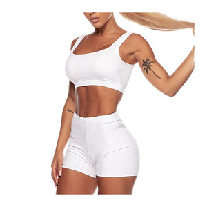 Conjunto de Sujetador deportivo y pantalones cortos de algodón que absorbe la humedad para mujer, ropa deportiva de Yoga para gimnasio sin costuras, entrenamiento de verano de alta elasticidad - Product Image 4