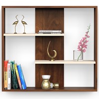 BLUEWUD Maxelle étagère en bois d'ingénierie armoire étagère à livres organisateur avec étagères pour affichage décoratif, armoire debout au sol