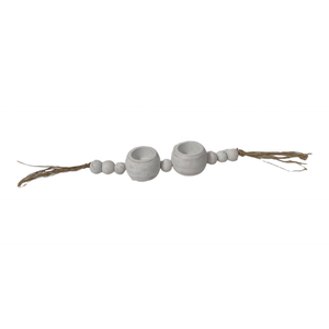 Artisan indien Bougeoir blanc décoratif moderne fabriqué à la main 2 petits bol Section guirlande perlée Design lanterne de Noël - Product Image 1