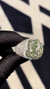 Anillo de cóctel de lujo de plata de ley 925 con pavé de moissanita y diseño de letras, unisex, para uso diario - Product Image 3