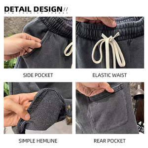 Pantalones cortos desgastados lavados, pantalones cortos deportivos de cintura elástica con cordón informal de nuevo estilo de verano 2025 con bolsillos - Product Image 6