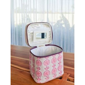 Trousse de Maquillage Rose Anar - Grande Trousse de Rangement en Toile de Coton avec Fermeture Éclair - Product Image 2