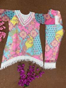 FABZONE Diseñador Heavy Faux Georgette Impresión digital Alta calidad Nueva ropa casual Mujer Gujarati Kurta Set Indian - Product Image 5