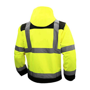 เสื้อแจ็คเก็ตป้องกันความปลอดภัยสำหรับงานฤดูหนาว ระดับการมองเห็นสูง ANSI Class 2 กันน้ำ สีดำ สะท้อนแสง ผลิตจากโพลีเอสเตอร์ - Product Image 6