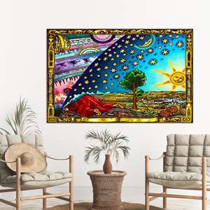 Impresión en lienzo: Grabado de Flammarion sobre astronomía, arte moderno para pared, lienzo enrollado - Product Image 1