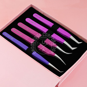 Pinza Profesional de 90 Grados para Extensión de Pestañas, Punta de Fibra, Acero Inoxidable, Aplicador de Pestañas de Punta Larga - Product Image 1