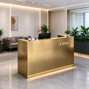 Comptoirs de réception sur mesure en acier inoxydable, bureaux d'accueil en métal, tables de réception modernes pour salons de coiffure, instituts de beauté, bureaux, halls d'hôtels - Product Image 4