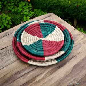 Sabai Handwoven Multicolour Bohemian Bamboo <b>Wall</b> <b>Baskets</b> Multicolour Grass and Rattan <b>Wall</b> Art Dcor - Product Image 1