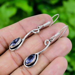 Pendientes de Plata de Ley 925 hechos a mano con piedras preciosas Loite Spinner para mujeres y niñas, Pendientes colgantes de regalo de boda, joyería clásica - Product Image 2