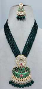 Collar de latón de estilo elegante hecho a mano para mujer con lindo colgante fino de perla de cadena de hilo de estilo Meenakari para un aspecto elegante - Product Image 4