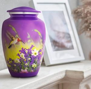 Urnas de cremación conmemorativas de colibrí para cenizas humanas Aluminio púrpura para adultos Recuerdos Urnas para mamás Urnas funerarias - Product Image 2