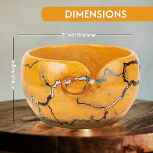 Soporte para cuenco de hilo de madera Tazón de tejer de madera con 12 piezas Ganchos de ganchillo ergonómicos Dispensador de soporte de hilo grande Cuenco de almacenamiento de hilo - Product Image 3