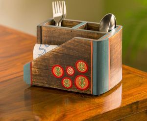 Customized Logo High quality Wood Cutlery Tissue Napkin Holder Table Decor Kitchen Restaurant - Product Image 2
