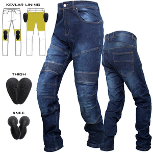 Pantalones Vaqueros de Motociclista Negros con Certificación CE, Forrados con Kevlar, Súper Ajustados, para Motociclismo, Senderismo y Uso en Capas - Product Image 2
