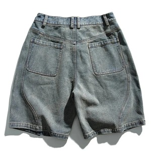 High Street Hommes D'été Vintage Denim Jean Shorts Respirant Lâche Travail Shorts avec Motif Solide Style Décontracté - Product Image 2