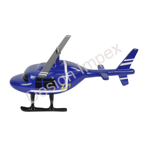 Modèle d'hélicoptère personnalisé fait à la main Qualité supérieure Excellent modèle d'avion d'hélicoptère coulé sous pression bleu Objet décoratif pour table - Product Image 2