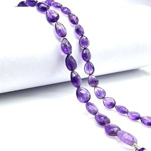 Cuentas de piedras preciosas con forma de pera facetadas de amatista Natural púrpura de 8 \ "para la fabricación de joyas con cuentas de piedra únicas - Product Image 2