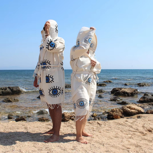 Albornoz con capucha de algodón turco, bata de secado rápido, manga larga, suave, para mujeres y hombres, opción de tamaño de buena calidad, sauna para el hogar y la playa - Product Image 1