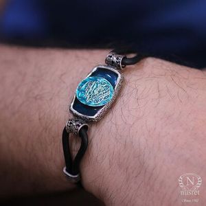 Pulsera de Cuero con Dije Grabado en Plata de Ley 925 'Mi Querido Papá' para Hombre - Product Image 1