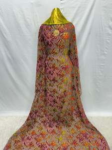 Ensemble Maqbal Dirac de luxe, broderie dorée scintillante, manches longues, écologique, séchage rapide, été, coton polyester Kanga pour femmes - Product Image 3