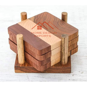 High Quality Traditional Style Coaster Set <b>Wooden</b> Rotor Design for <b>Table</b> Decoration and Kitchenware Premium <b>Wooden</b> <b>Mats</b> & Pads - Product Image 3