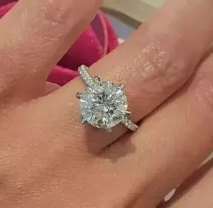 Anillo de Compromiso Vintage para Mujer, TISHYA DIAMOND, Plata de Ley 925, Corte Moissanita, Engaste de Puntas, 5 g, para Regalo de Aniversario de Bodas - Product Image 5