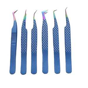 Pinzas para Extensión de Pestañas de Acero Inoxidable con Punta de Fibra de 45 Grados, Alta Calidad, Precisión y Durabilidad, Venta al por Mayor - Product Image 1