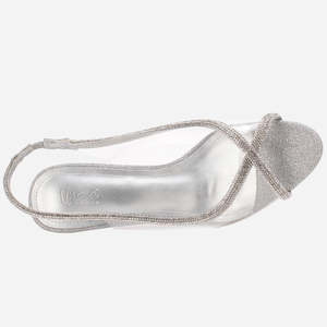 Sandales CATALINA pour femmes Unze London, chaussures de soirée transparentes décorées de strass, en fibre de polyester - Product Image 4