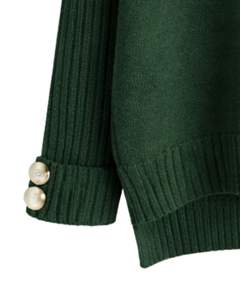 Ensemble pull en tricot vert foncé et pantalon large pour femme, col montant, pull confortable pour le salon, vêtements d'hiver, fabricant personnalisé OEM - Product Image 6