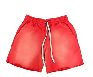 Pantalones cortos lavados con ácido Vintage personalizados, novedad en pantalones cortos para hombre con logotipo bordado, de felpa francesa OEM del fabricante superior - Product Image 3