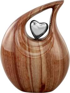 Wooden Color Teardrop Shaped Metal Cremation Urn for Adult Ashes | Modern <b>Memorial</b> Urn Manufacturer - Product Image 4