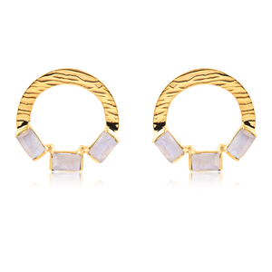 Boucles d'oreilles plaquées or en argent sterling 925, collection de boucles d'oreilles en pierre précieuse de kynite naturelle pour femmes. Grossiste Fabrication PAR CDP. - Product Image 3