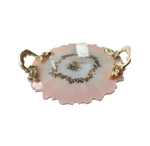 Plateau de service en résine époxy Dessous de verre rond artisanal le plus récent et plateau de service de forme carrée - Product Image 6