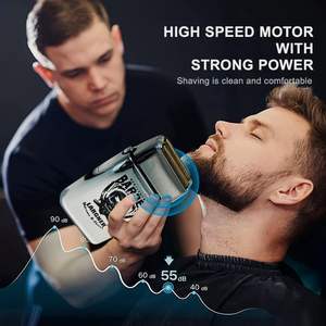 Afeitadora Eléctrica de Doble Lámina para Hombre, Recortadora de Barba y Vello con Alimentación USB, Velocidades Ajustables, Afeitado de Doble Cuchilla para Rostro - Product Image 6