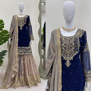 Beautiful <strong>Designer</strong> <strong>Suit</strong> And Plazzo-Dupatta With Coding &amp; Sequence Work - Product Image 4