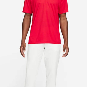 Polo de Golf Rojo Universitario para Hombre, 100% Poliéster, Transpirable, Absorbe el Sudor, Corte Estándar Relajado, 2 Botones, Color Sólido - Product Image 5