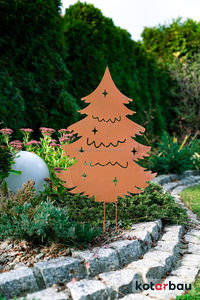 Étonnant éclairage LED en métal rouille Décoration de piquet de jardin Figures d'arbre de Noël à patine extérieure Statues élégantes pour toute l'année - Product Image 5