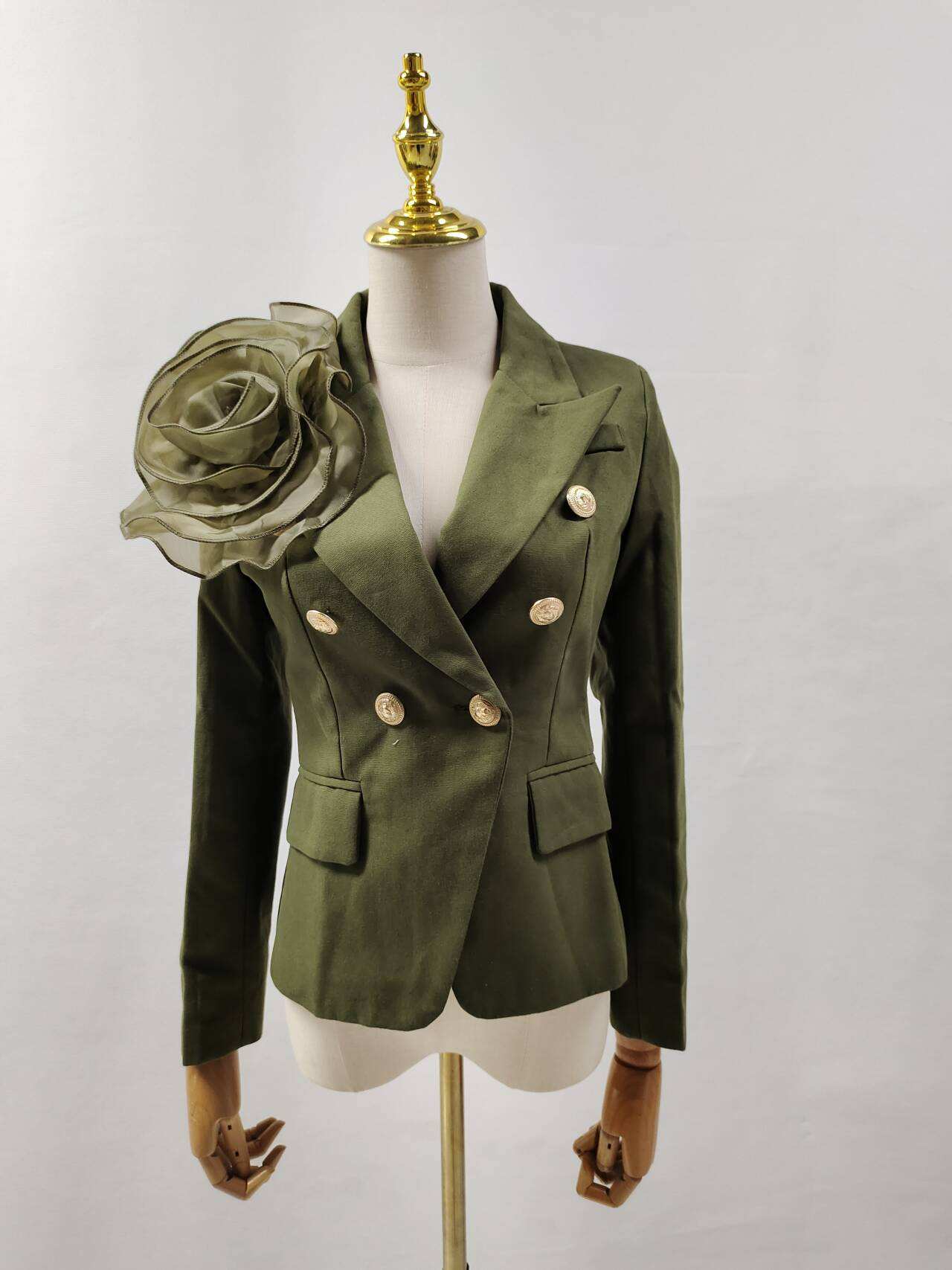 A9110 Western Styles Amy Green Women Blazer 3D Flower Plus Size